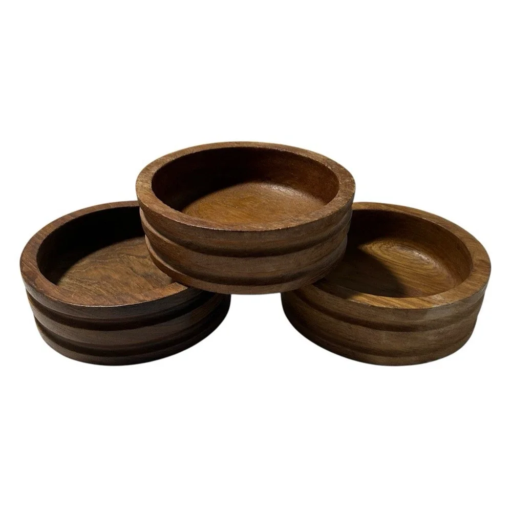 Vintage Genuine Teak Salad Bowls 